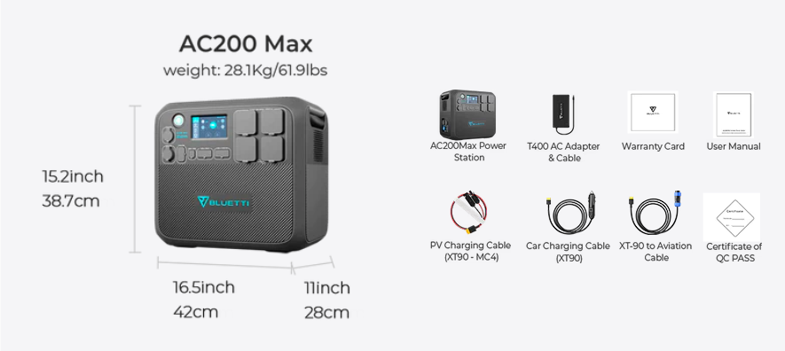 BLUETTI AC200MAX Erweiterbare Powerstation | 2200 W 2048 Wh