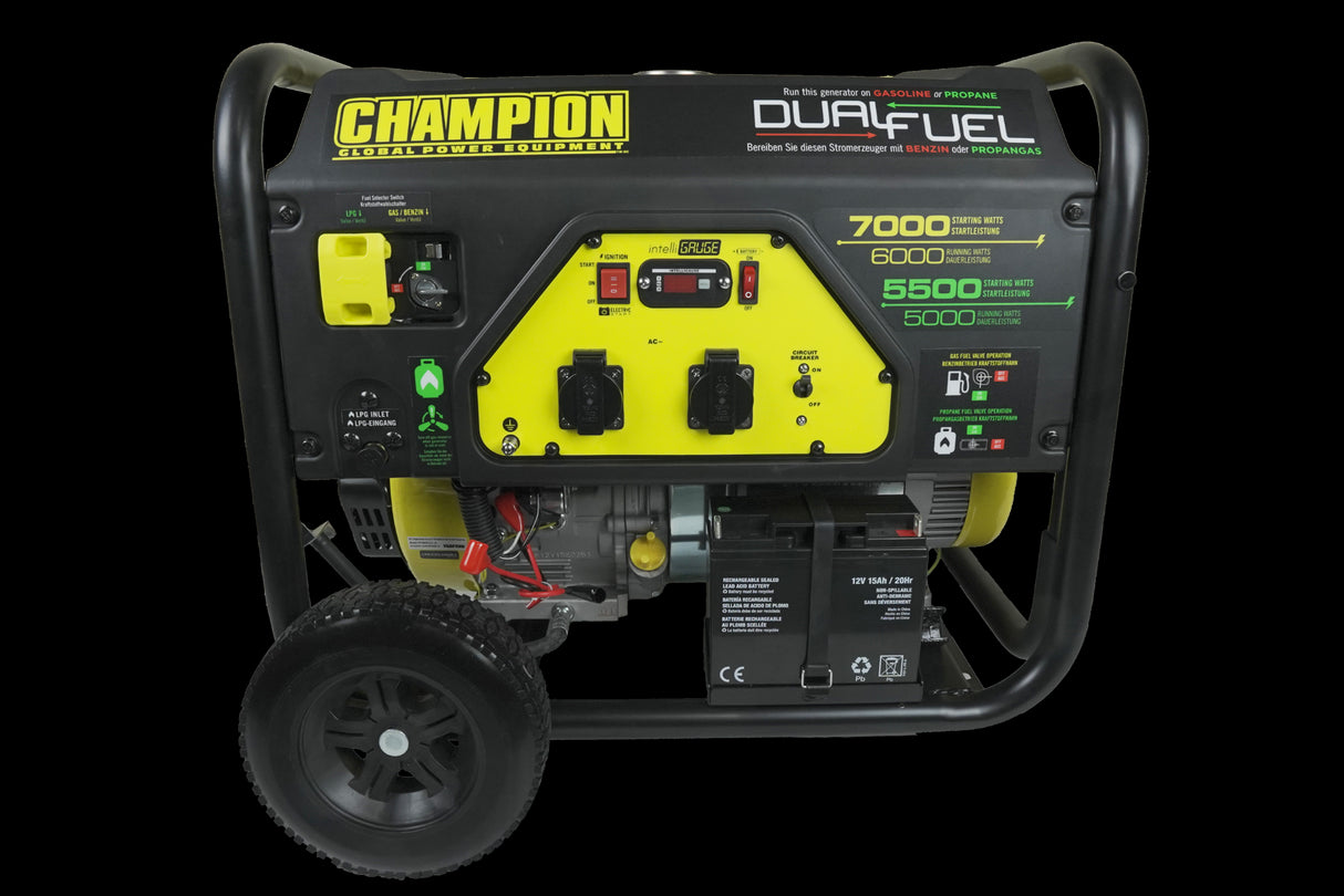 Groupe électrogène CHAMPION Générateur bicarburant GPL 7 000 watts avec démarreur électrique