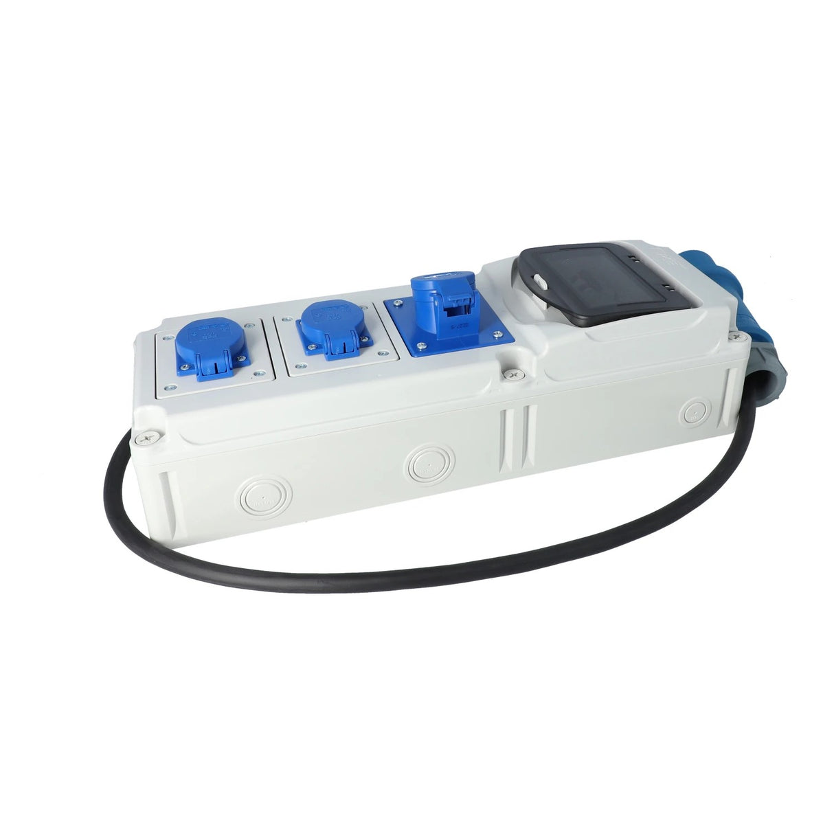 Distributeur d'énergie mobile CEE 32A 230V vers CEE/Schuko 16A 230V avec disjoncteur différentiel