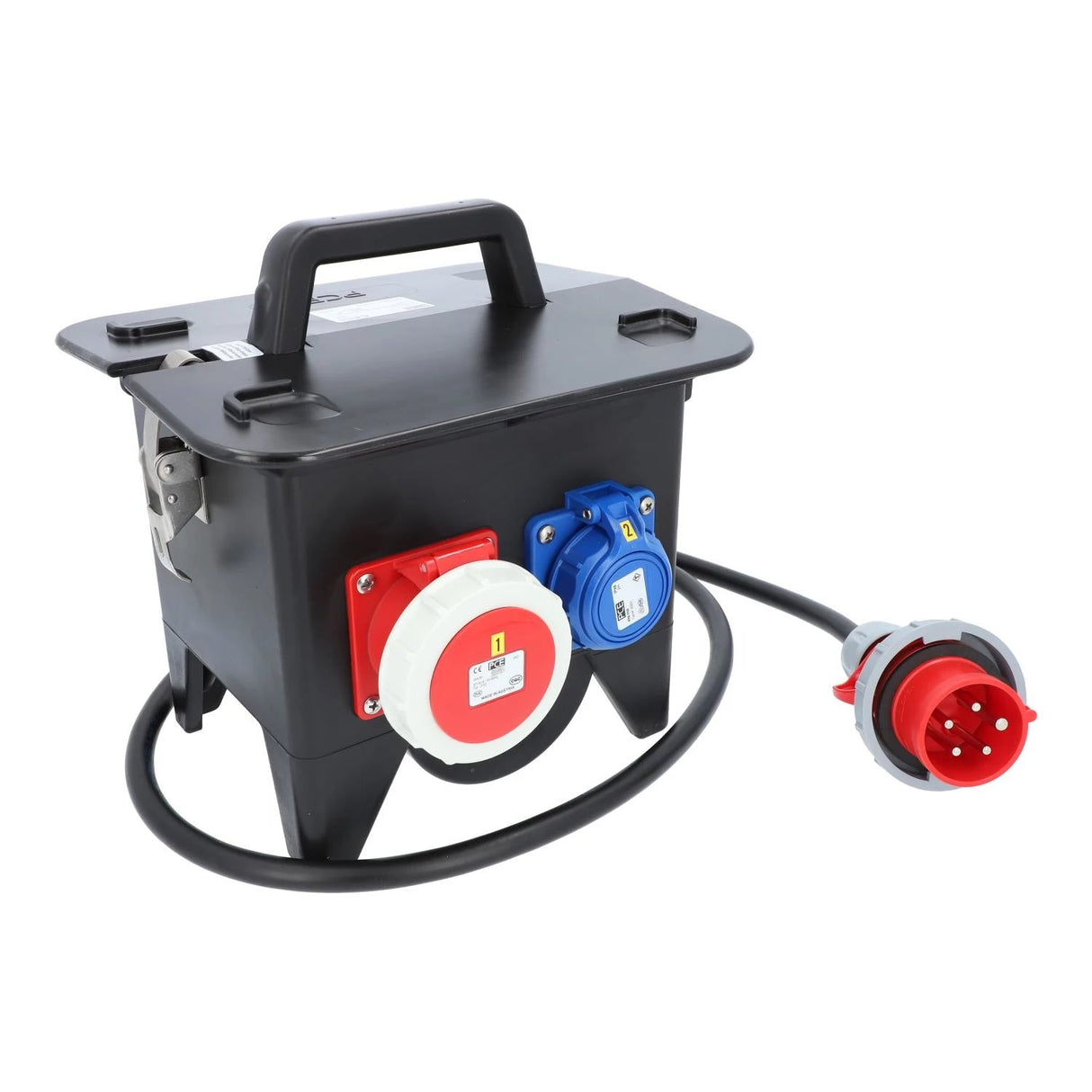 Répartiteur de courant mobile RIED modèle 3 avec câble en caoutchouc H07RN-F 5G 2,5 mm² de 1,5 m avec fiche CEE 400 V 16 A 5 broches 2 prises CEE 16 A 2 prises Schuko IP54