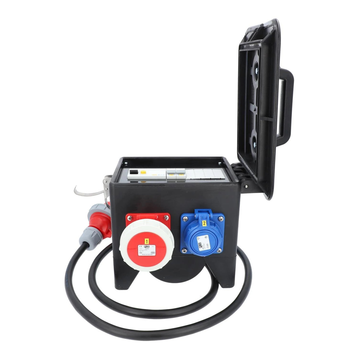 Répartiteur de courant mobile RIED modèle 3 avec câble en caoutchouc H07RN-F 5G 2,5 mm² de 1,5 m avec fiche CEE 400 V 16 A 5 broches 2 prises CEE 16 A 2 prises Schuko IP54