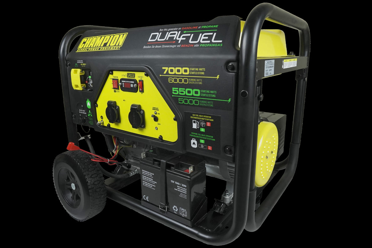 Groupe électrogène CHAMPION Générateur bicarburant GPL 7 000 watts avec démarreur électrique