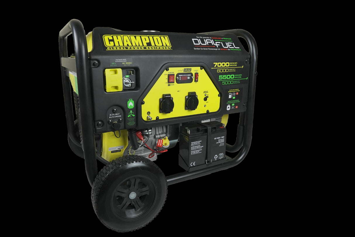 Groupe électrogène CHAMPION Générateur bicarburant GPL 7 000 watts avec démarreur électrique