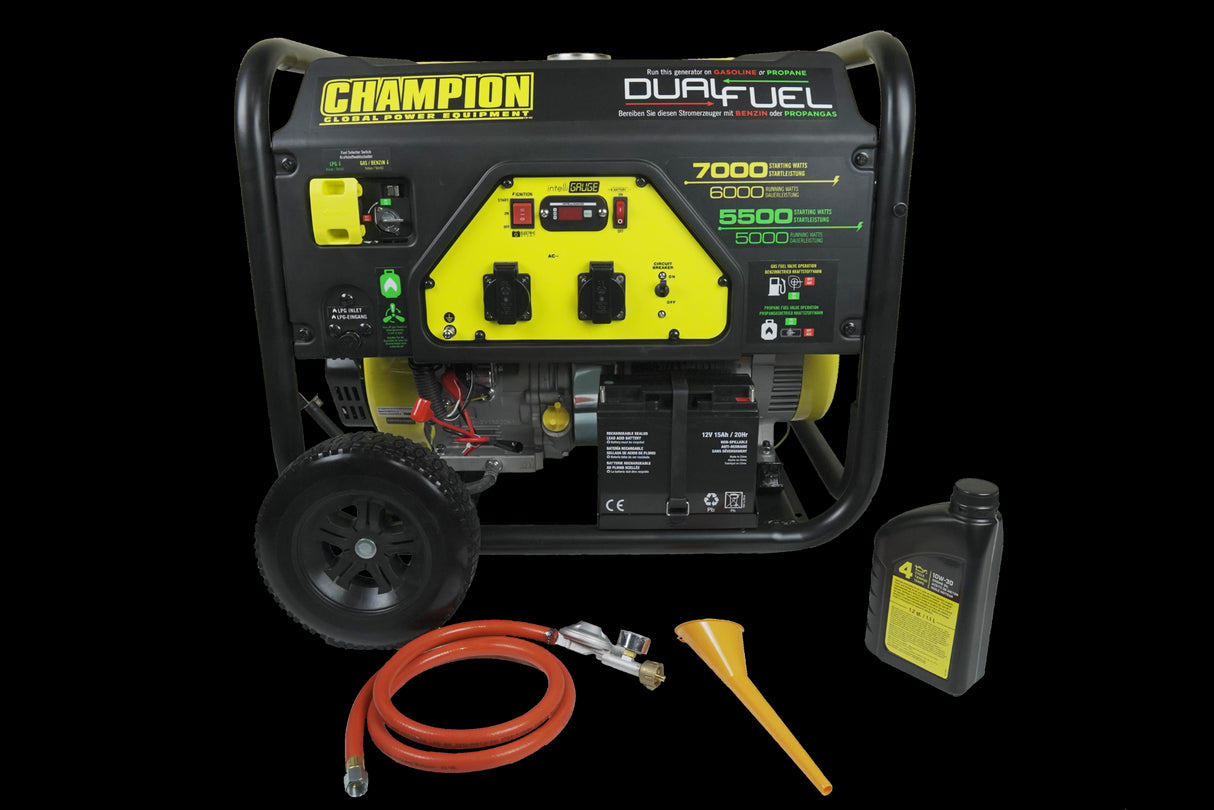 Groupe électrogène CHAMPION Générateur bicarburant GPL 7 000 watts avec démarreur électrique