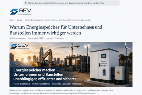 Warum Energiespeicher für Unternehmen und Baustellen immer wichtiger werden - SEV
