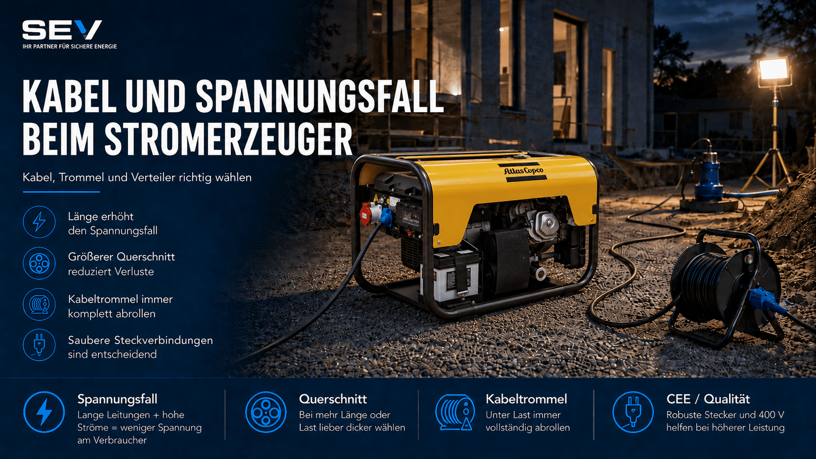 Kabel und Spannungsfall beim Stromerzeuger - SEV