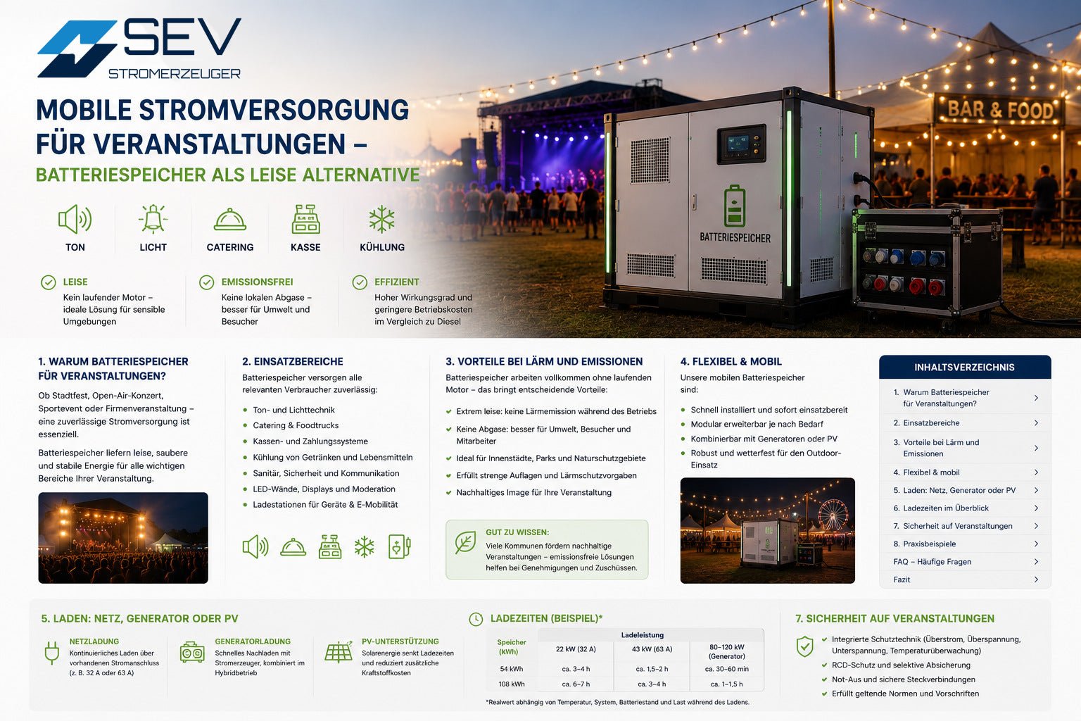 Mobile Stromversorgung für Veranstaltungen – Batteriespeicher als leise Alternative - SEV