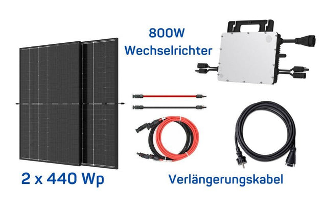 SEV BKW Duo - Balkonkraftwerk 800W + Hoymiles Mikro - Wechselrichter HMS - 800W - 2T + 2 PV Module Trina Vertex S+ 440W - SEV