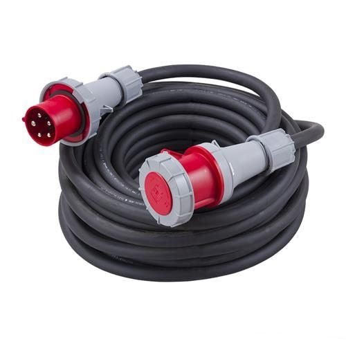 Verlängerungskabel CEE 400V 63A 16,0mm², Stecker und Kupplung rot 6h - SEV