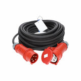 Verlängerungskabel CEE 400V 32A 6,0mm², Stecker und Kupplung rot 6h